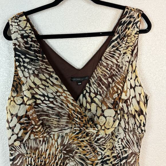 VTG 90s Chris McLaughlin 18W Maxi Dress Handkerchief Hem Leopard Print - Picture 5 of 5